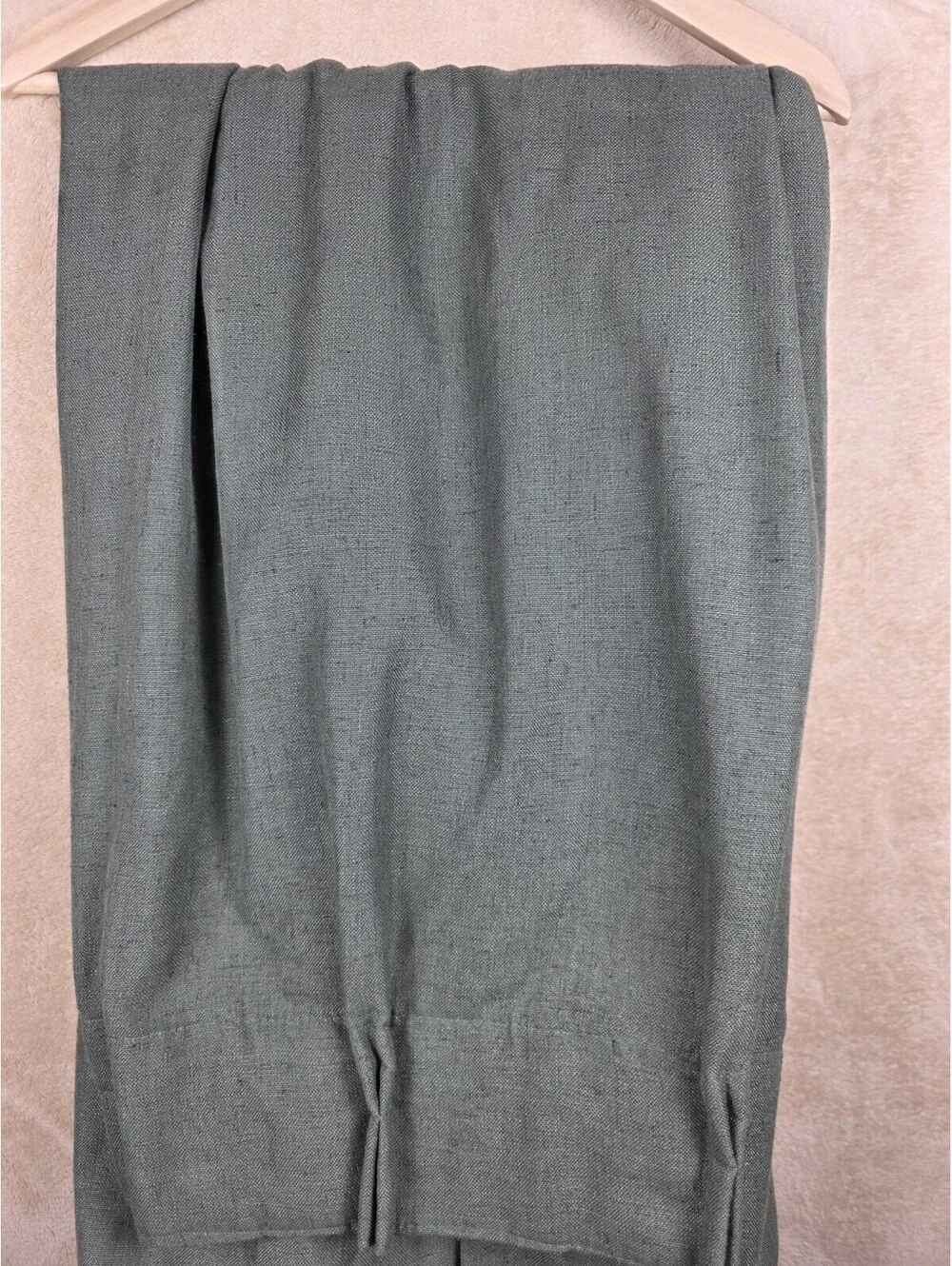 VTG Pinch Pleated Green Curtains Panels Lined Rubber Waighted 41